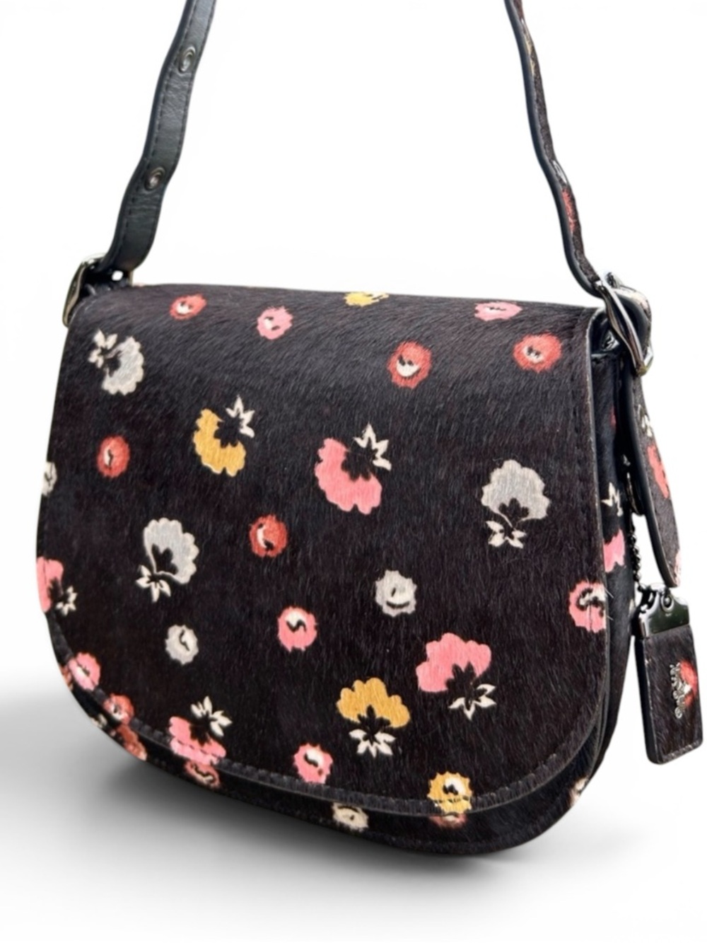 COACH 1941 Saddle Bag 23 Hair-On Calf Leather in Floral Print Crossbody